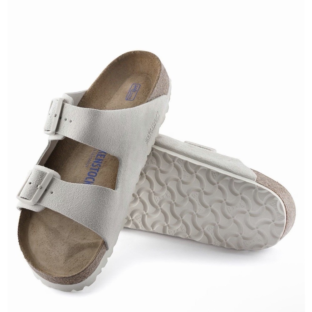 NIB Birkenstock Arizona BS 41 L 10 Modern Suede Antiq White Sandal Soft Footbed